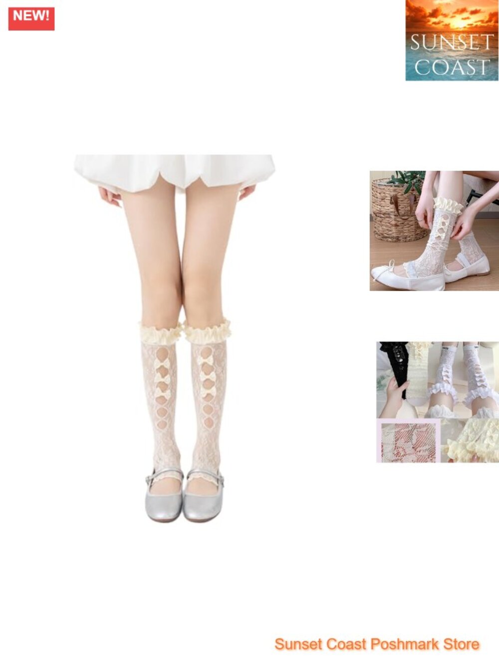 Lace Tulle Leg Warmers Frilly Bowknot Fishnet Hollow Out Mesh Socks